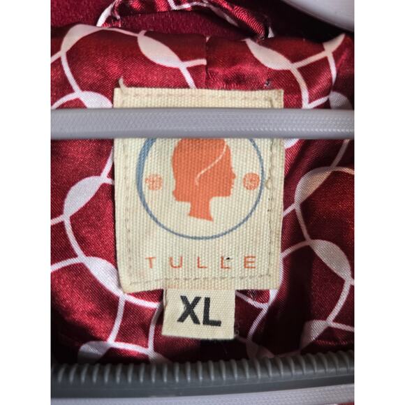 Anthropologie Tulle Long Line Red Pockets Wool Blend Lined Women's Jacket XL - Picture 10 of 11